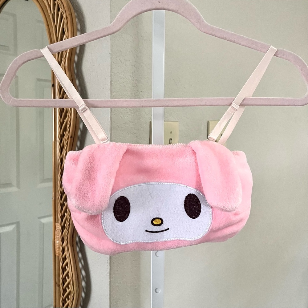 My Melody Plush Bandeau Crop Top - Pink